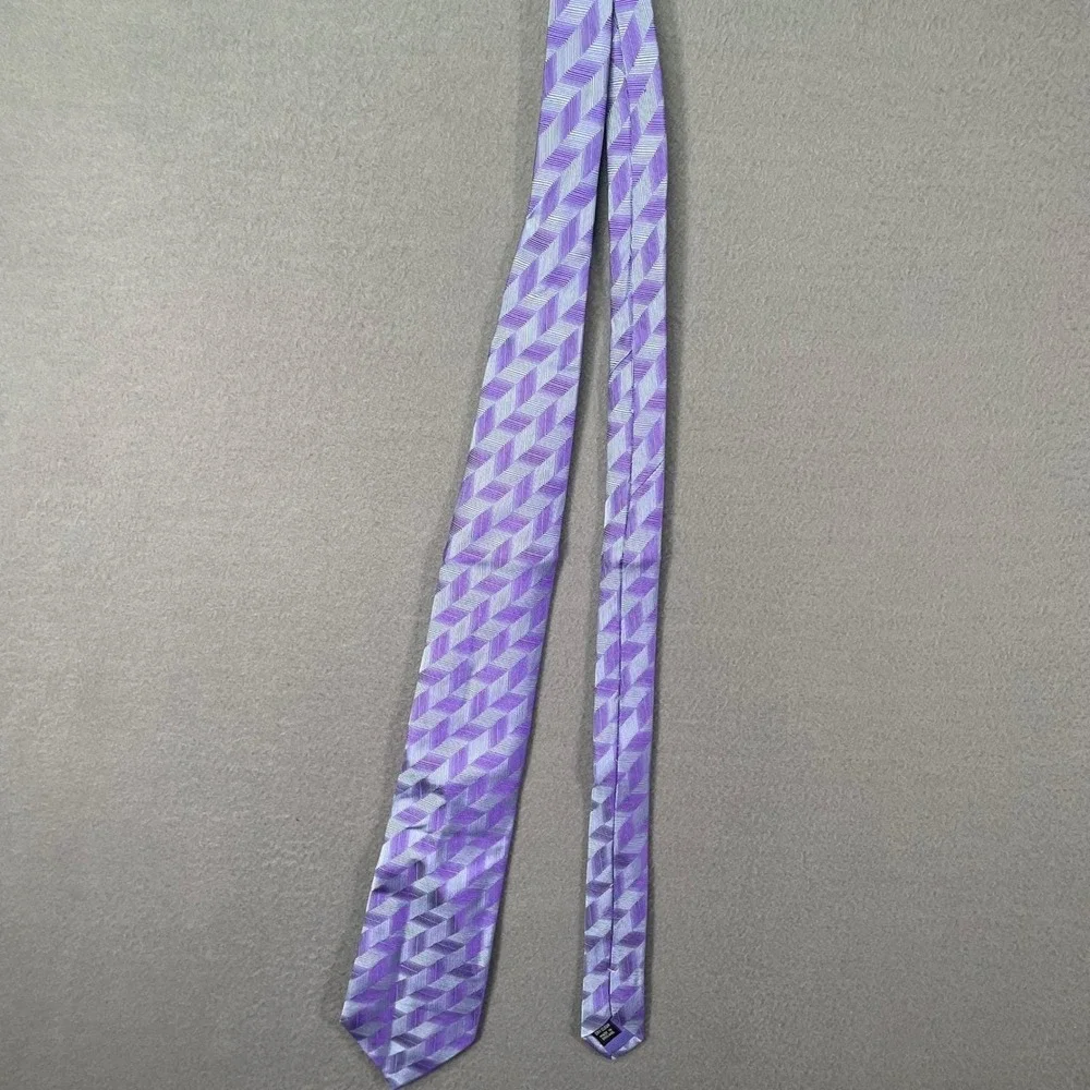 Richard‎ James Savile Row Silk Tie Purple Chevron England Mens Necktie